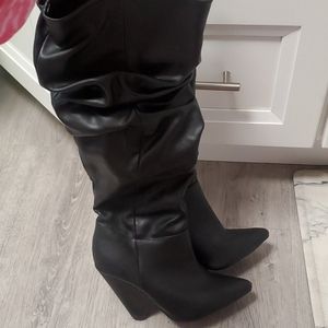 Black leather boots
